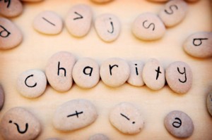 Charity spelt out on pebbles